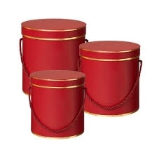 OASIS® Red Hamilton Hat Box  Gold Trimmed set of 3