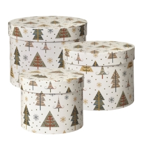 Snow Valley Lined Hat Box (Set of 3)